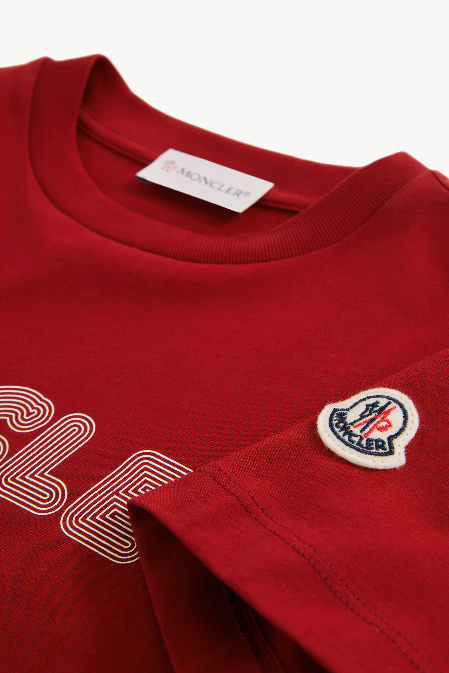 Camiseta de algodón con logotipo óptico Niño Rojo Oscuro Moncler 5